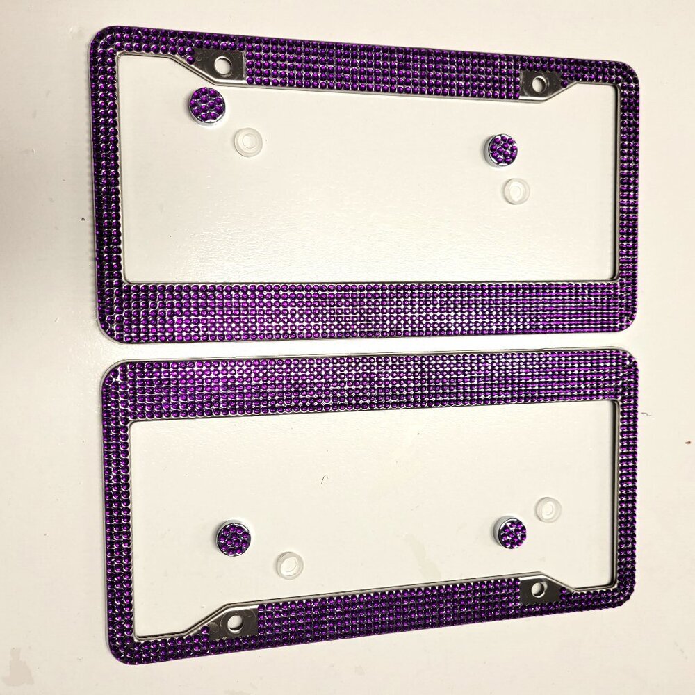 Purple Crystal Car Plate Frame